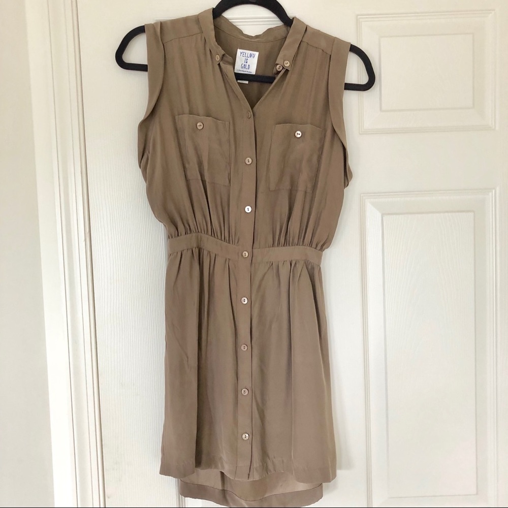 Urban Outfitters Sleeveless Button-Front Mini Dress in Taupe